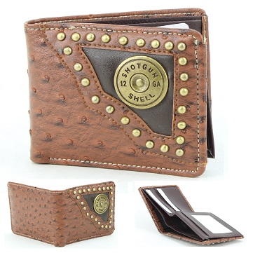 Vegan Leather Wallet [Bifold] WESTERN Shotgun Shell [BRWN]